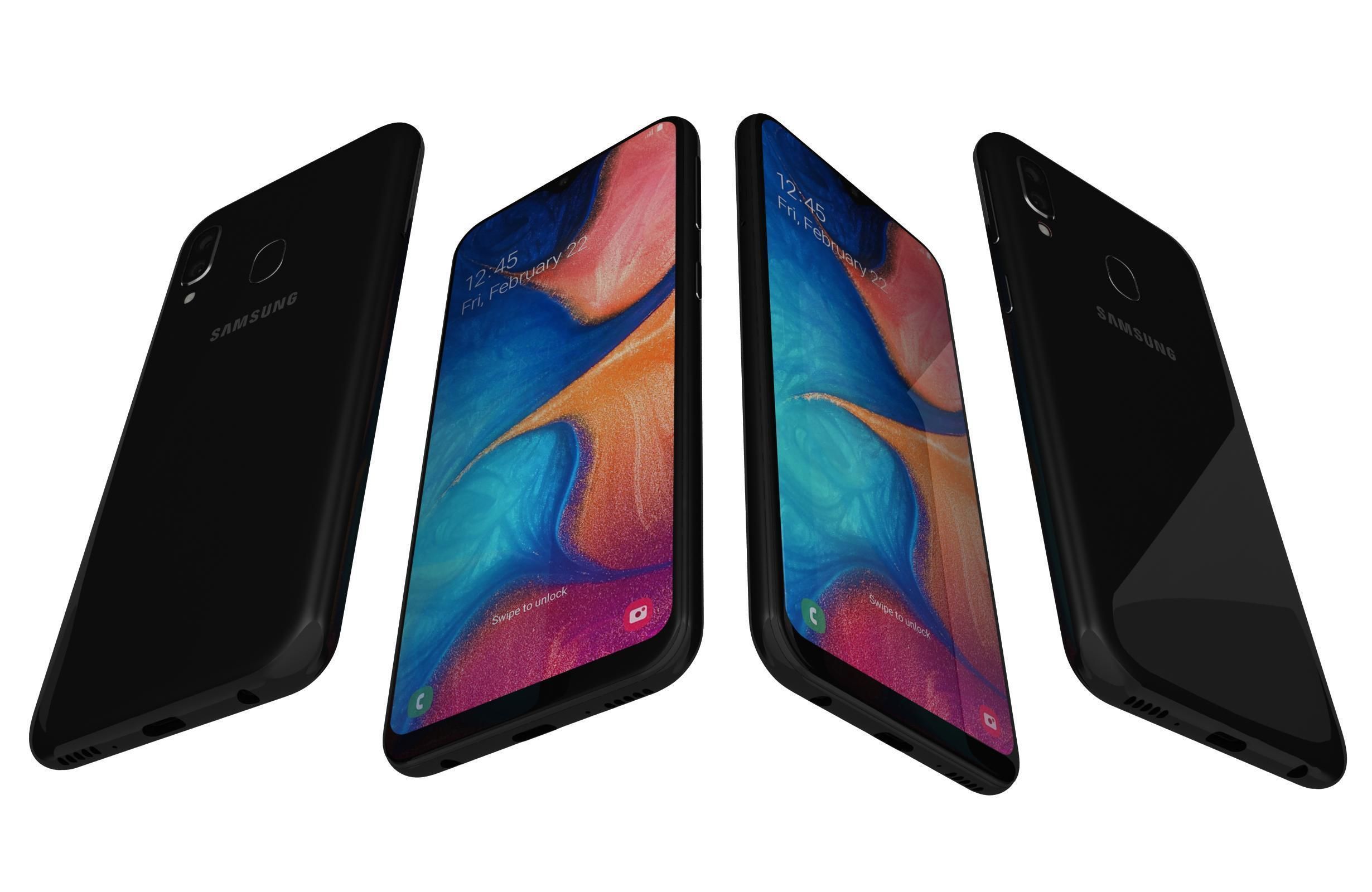 Samsung Galaxy A20e Black 3D model_3