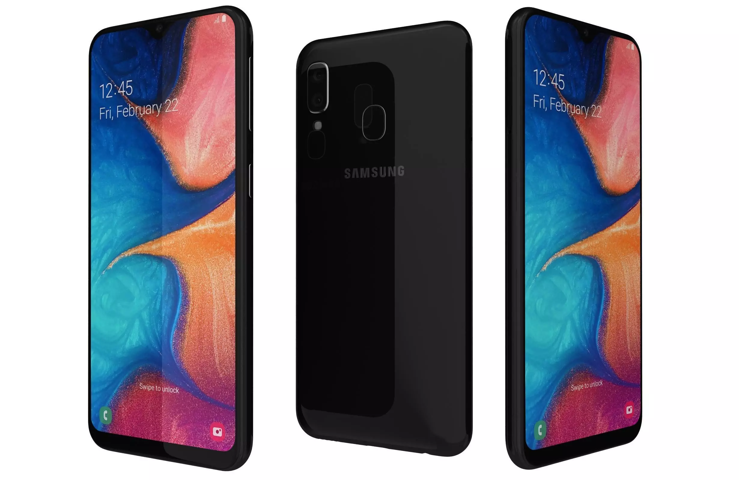 Samsung Galaxy A20e Black 3D model_0