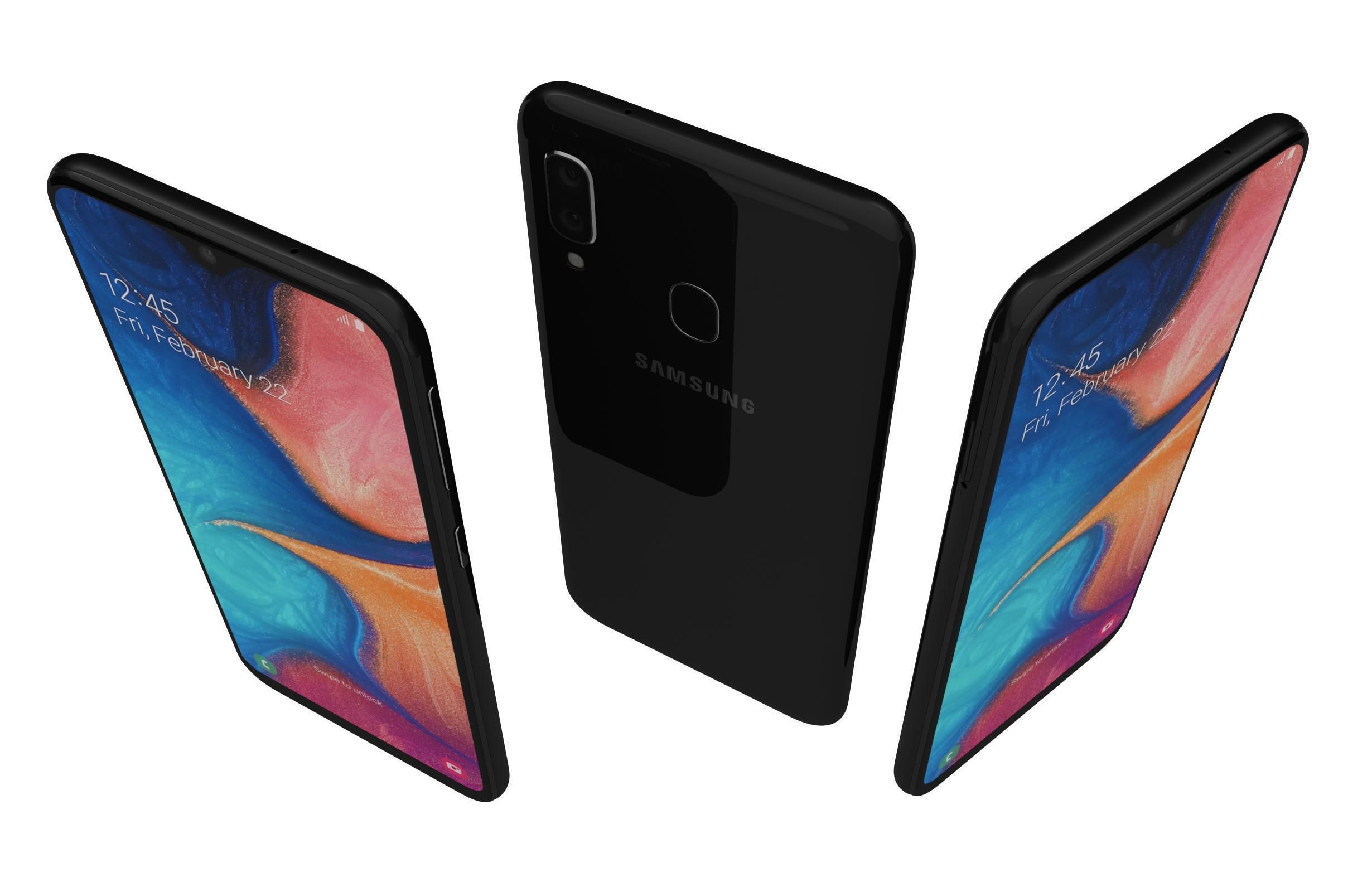 Samsung Galaxy A20e Black 3D model_2
