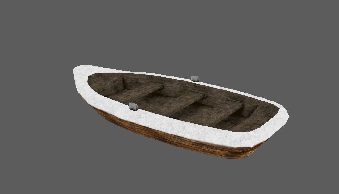 Low Poly Boat wooden Low-poly 3D model_7