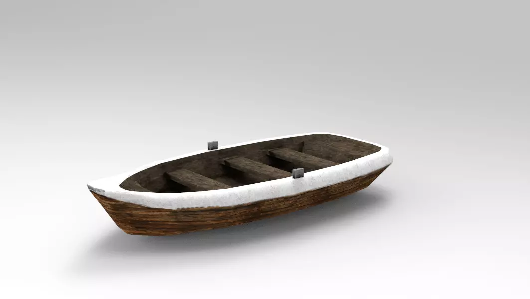 Low Poly Boat wooden Low-poly 3D model_0