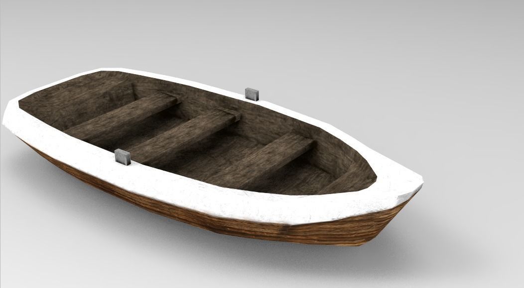 Low Poly Boat wooden Low-poly 3D model_5