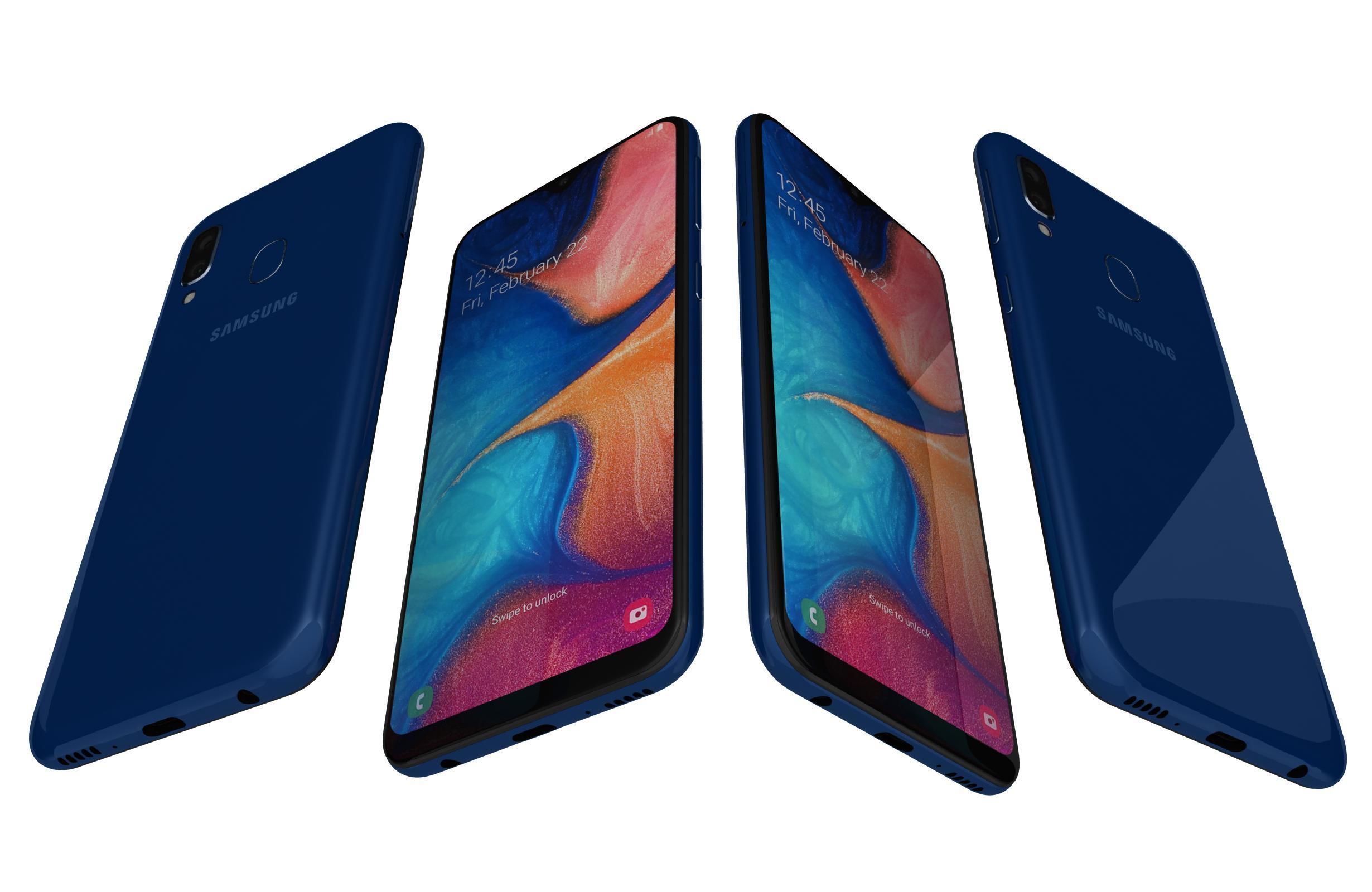 Samsung Galaxy A20e Blue 3D model_3