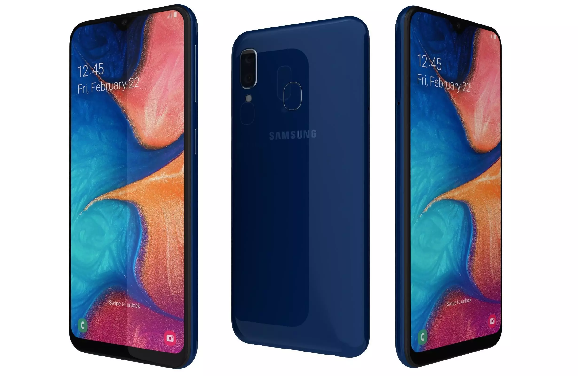Samsung Galaxy A20e Blue 3D model_0