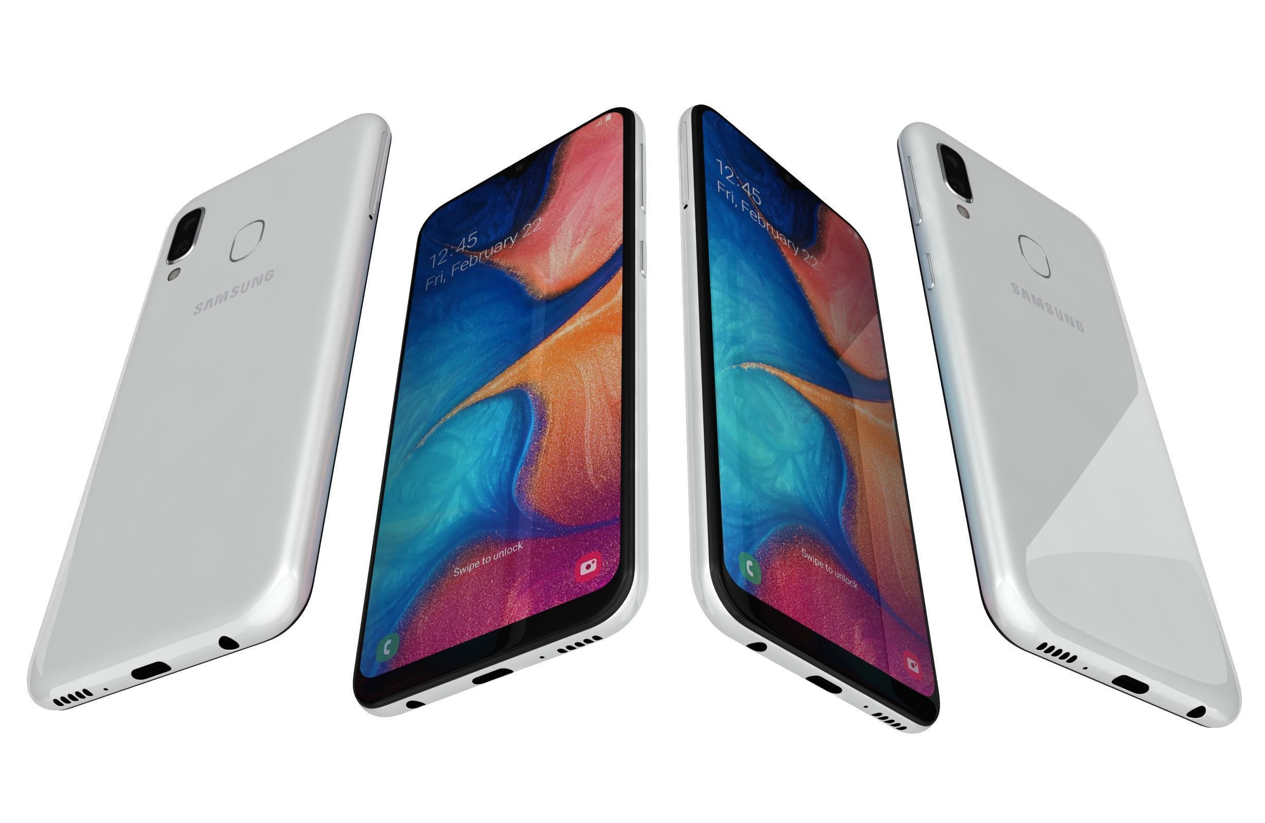 Samsung Galaxy A20e White 3D model_3