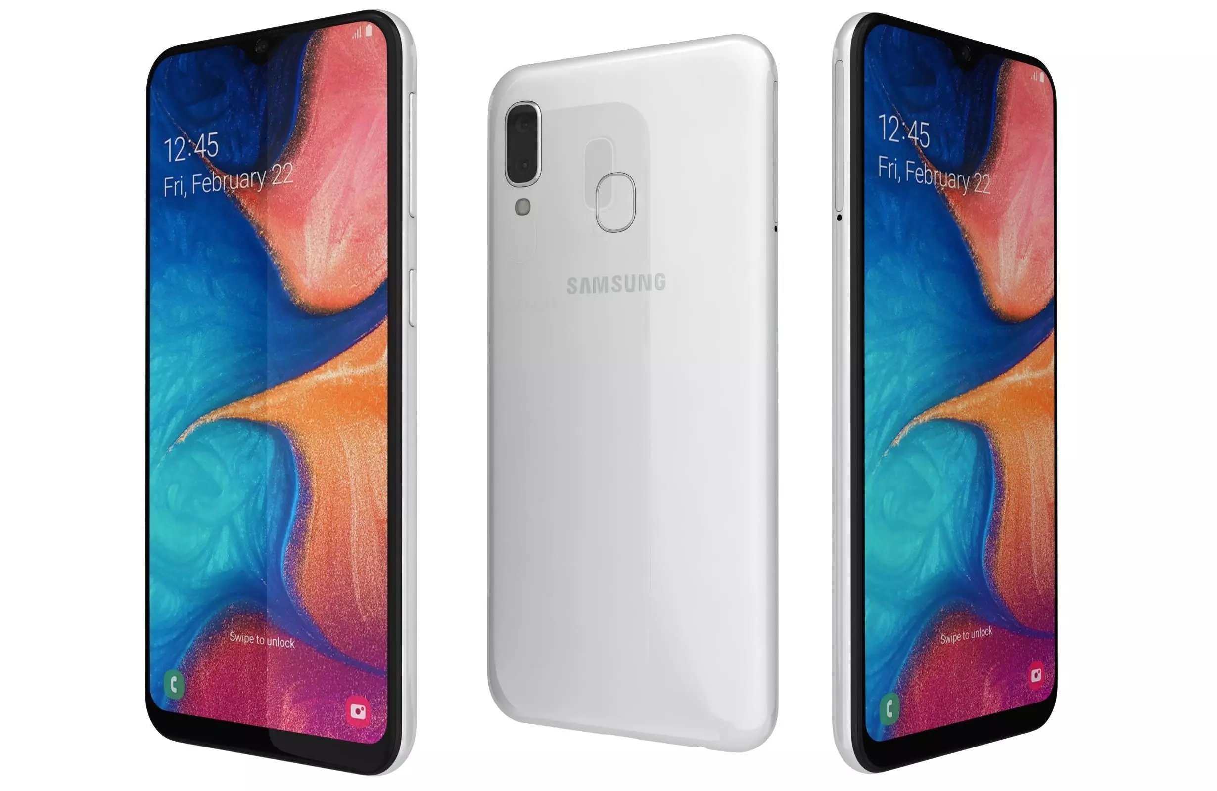 Samsung Galaxy A20e White 3D model_0