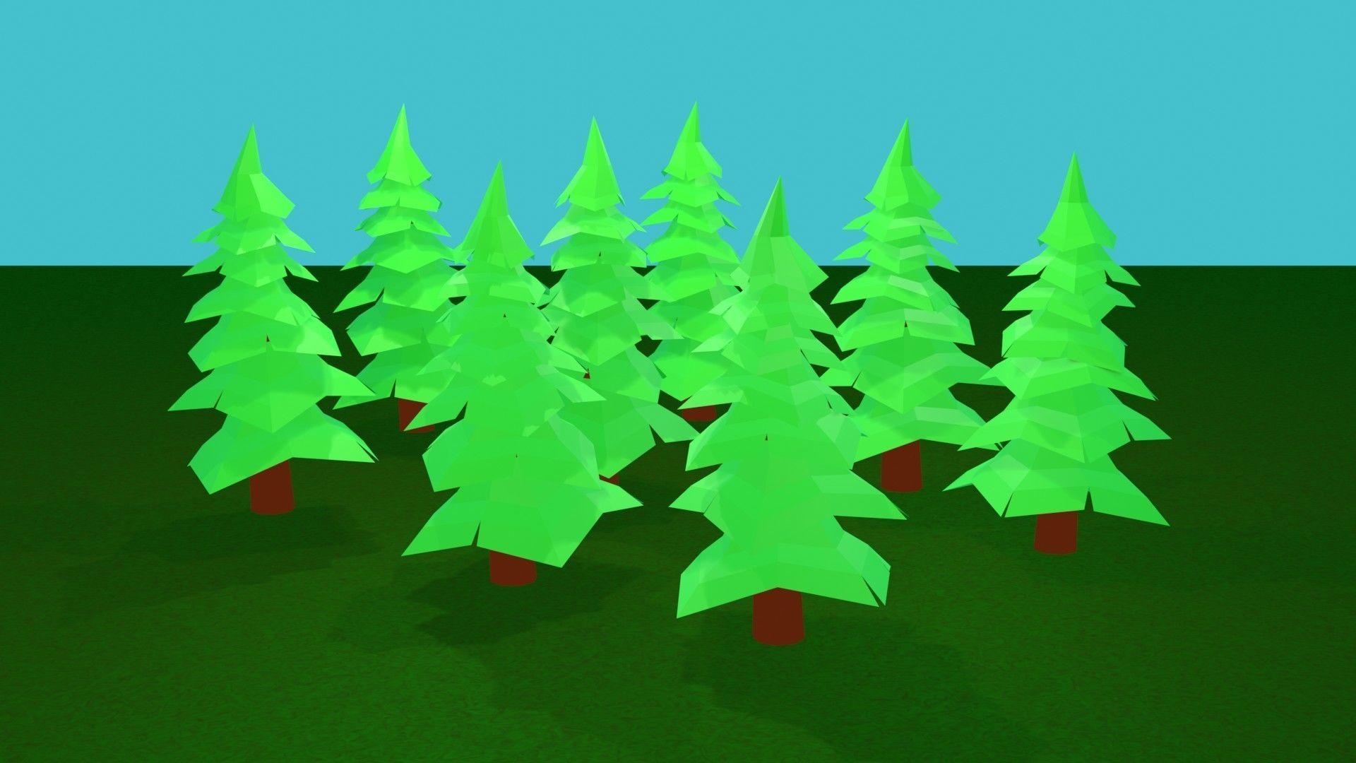 low poly christmas trees Low-poly 3D model_6