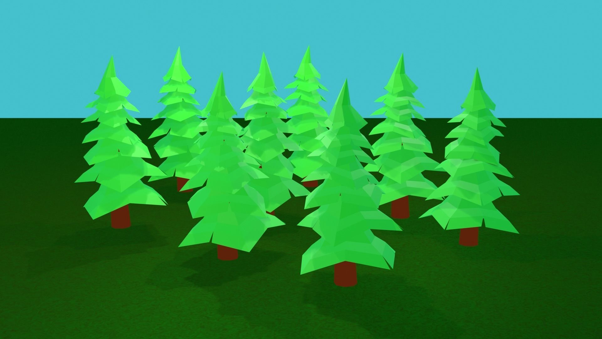 low poly christmas trees Low-poly 3D model_4