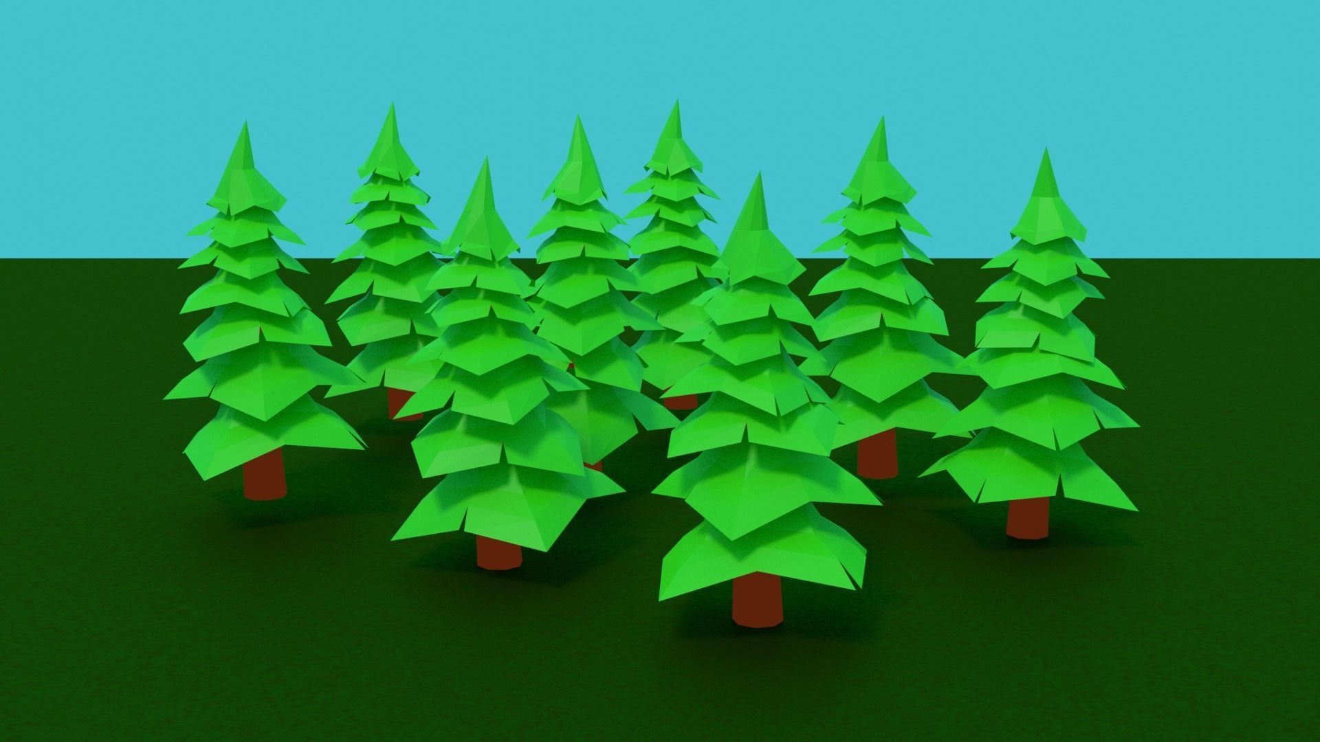 low poly christmas trees Low-poly 3D model_5