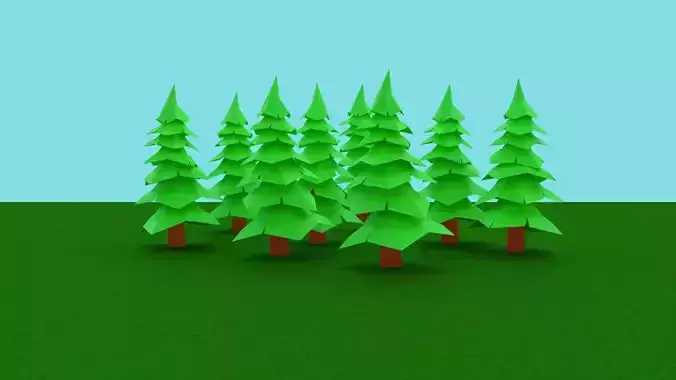 low poly christmas trees Low-poly 3D model