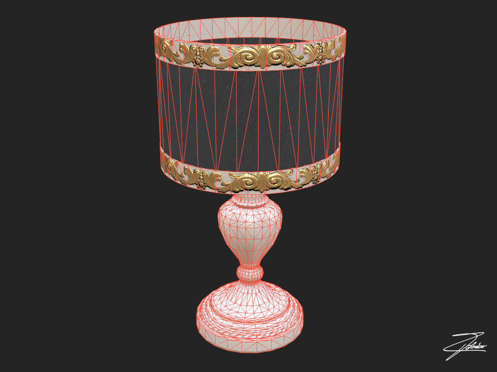 Table lamp 14 VR ready Low-poly 3D model_6