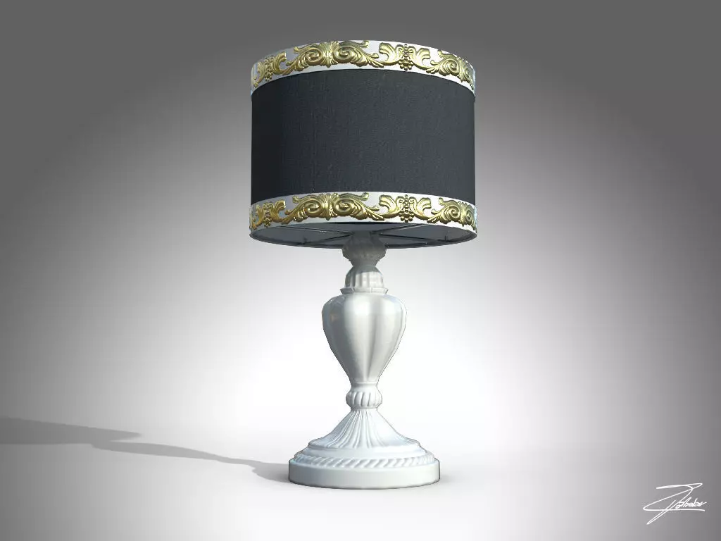Table lamp 14 VR ready Low-poly 3D model_0