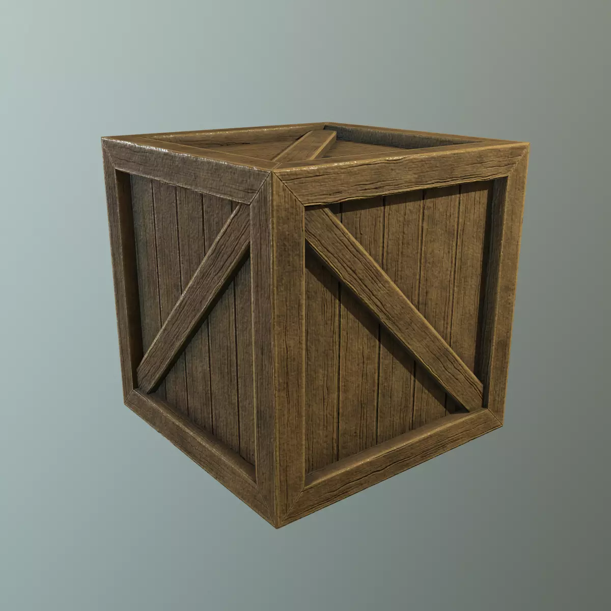 Box PBR Game ready low poly wooden crate Free low-poly 3D model_0