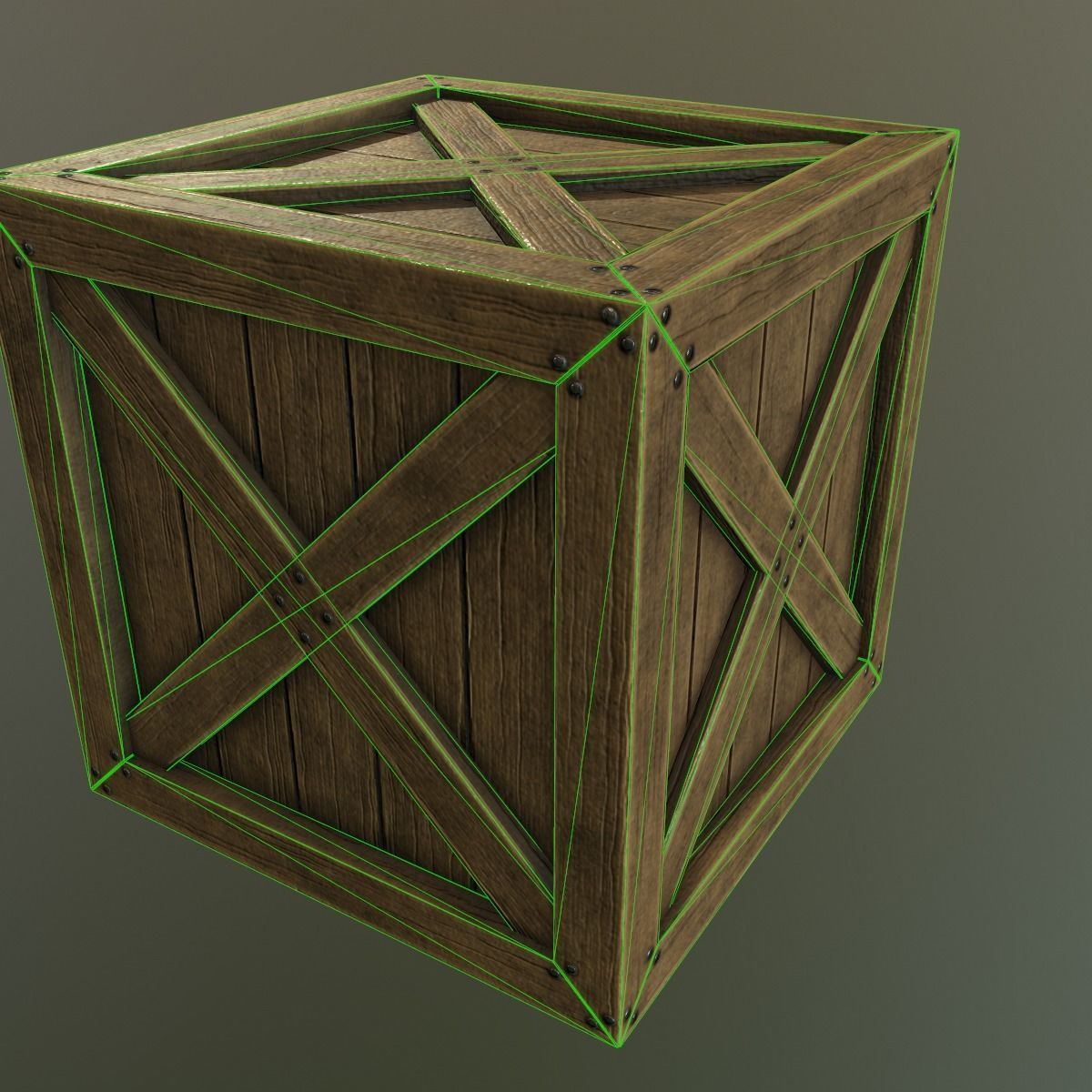Box PBR Game ready low poly wooden crate Free low-poly 3D model_6