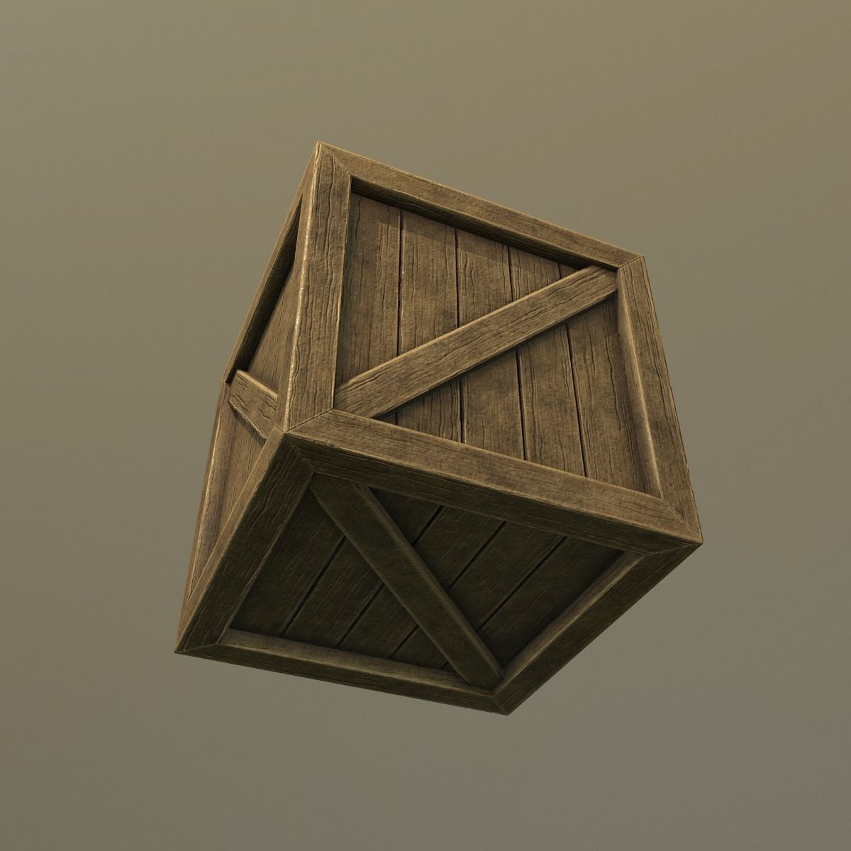 Box PBR Game ready low poly wooden crate Free low-poly 3D model_3