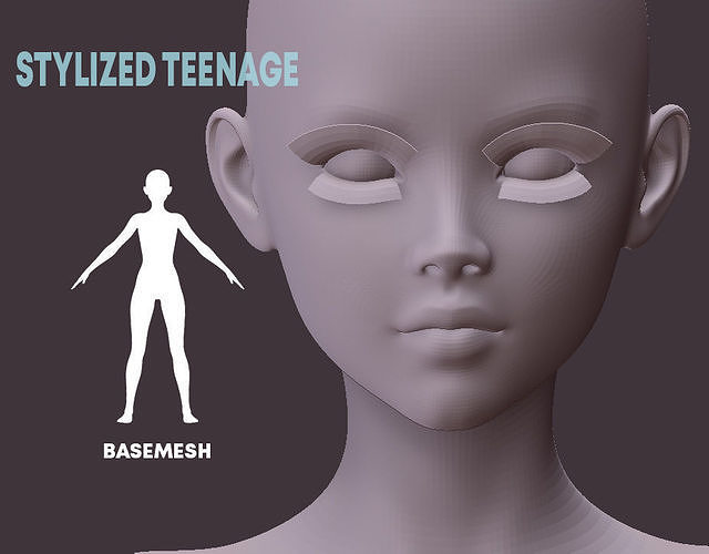  stylized teenage basemesh Low-poly 3D model