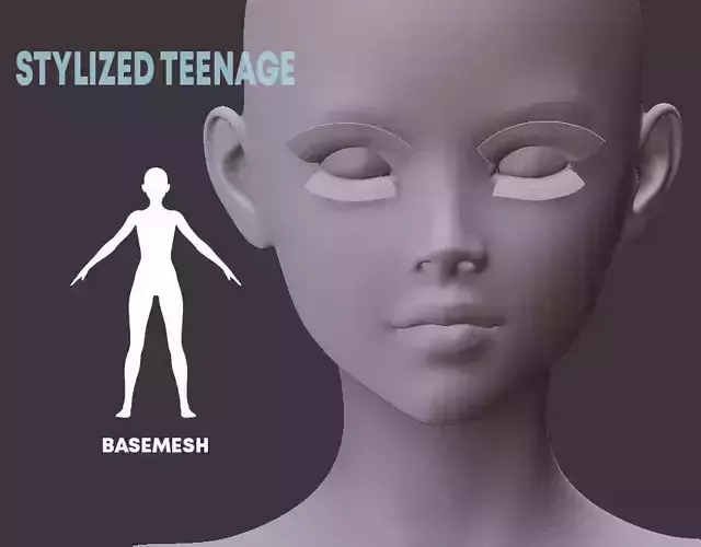  stylized teenage basemesh Low-poly 3D model