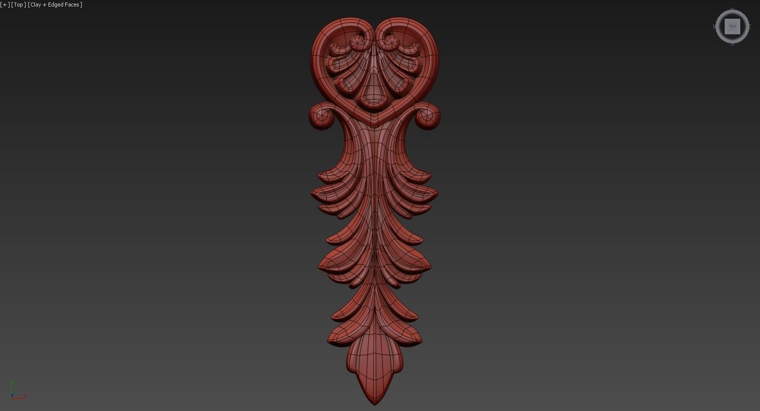 Carved decor vertical model 3D model_2