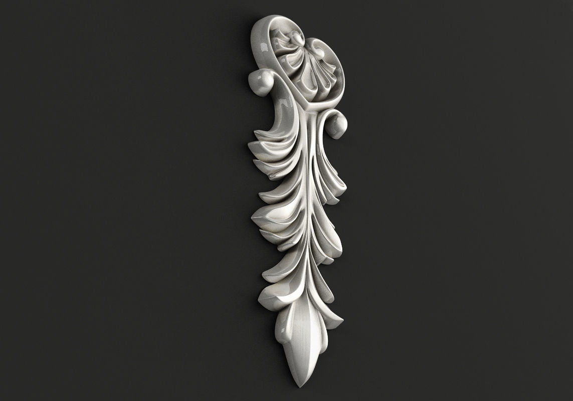 Carved decor vertical model 3D model_1