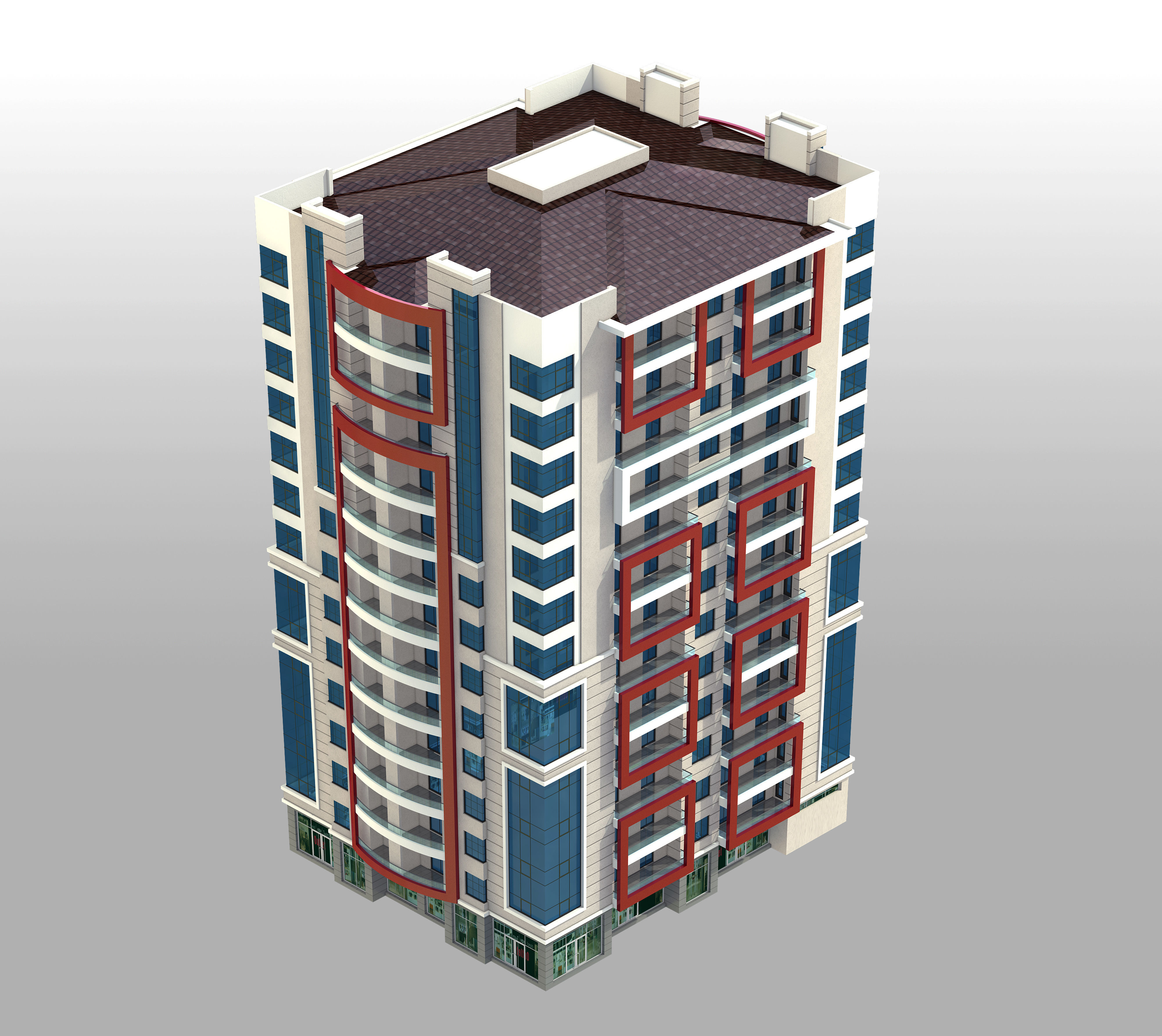 Apartment Architectural 3d Model with Render Scene Low-poly 3D model_4