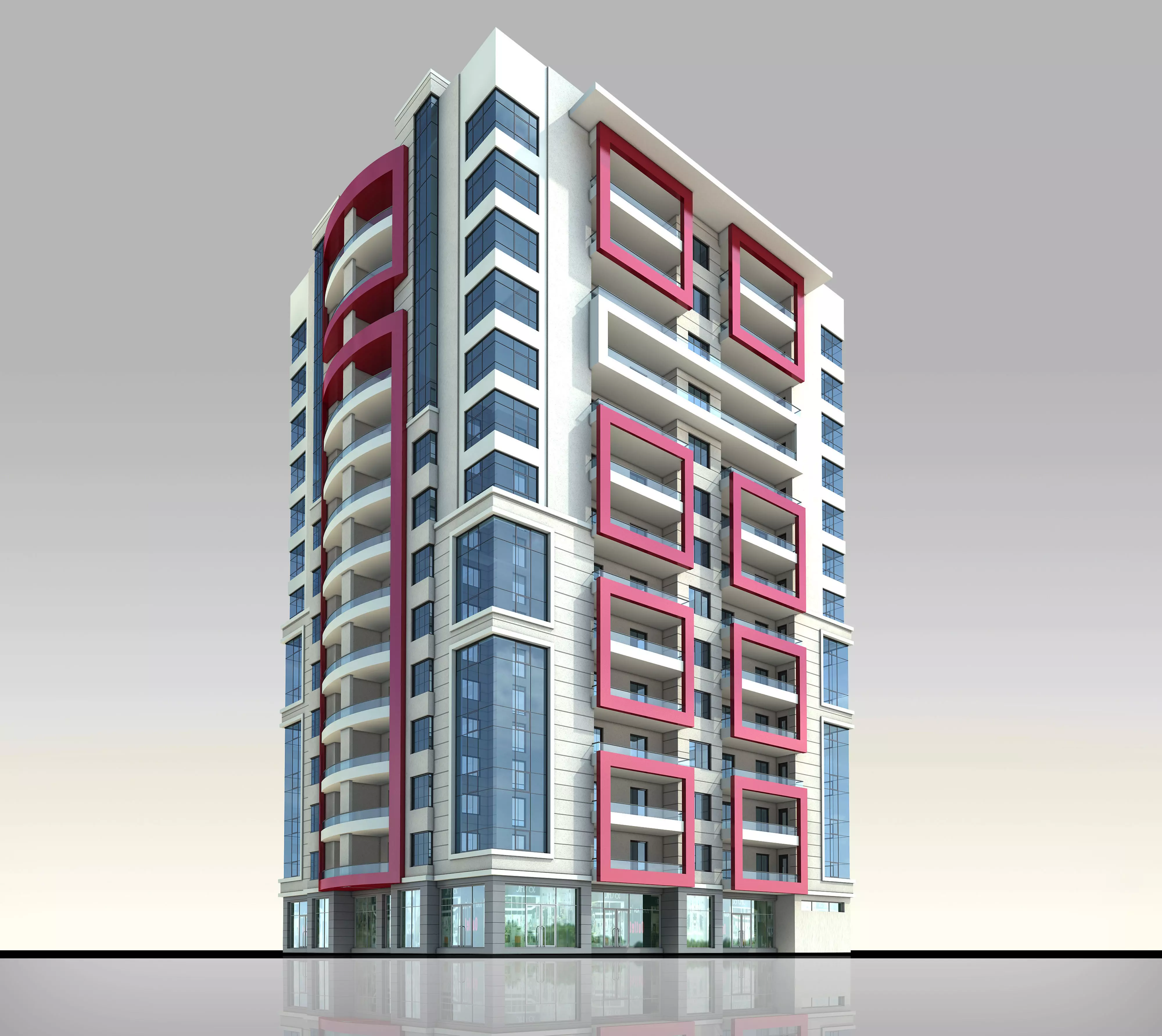 Apartment Architectural 3d Model with Render Scene Low-poly 3D model_0