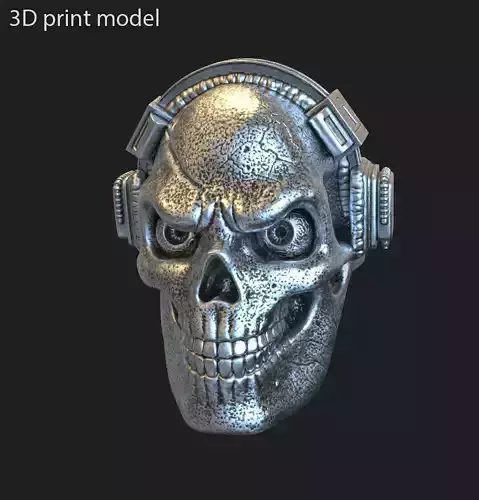 Skull  ring jewelry with headphone vol3 3D print model