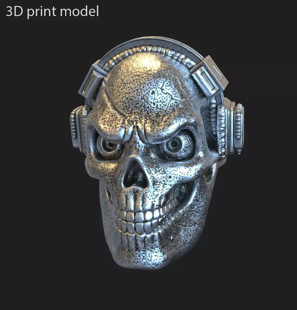 Skull ring jewelry with headphone vol3 3D print model