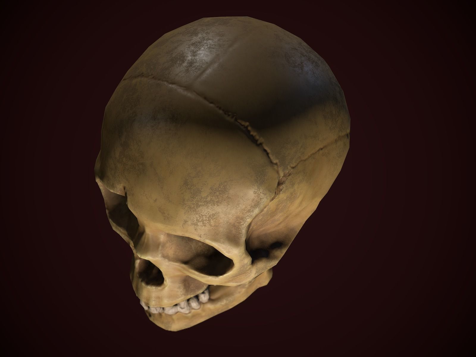 Dirty Skull PBR Low-poly 3D model_4