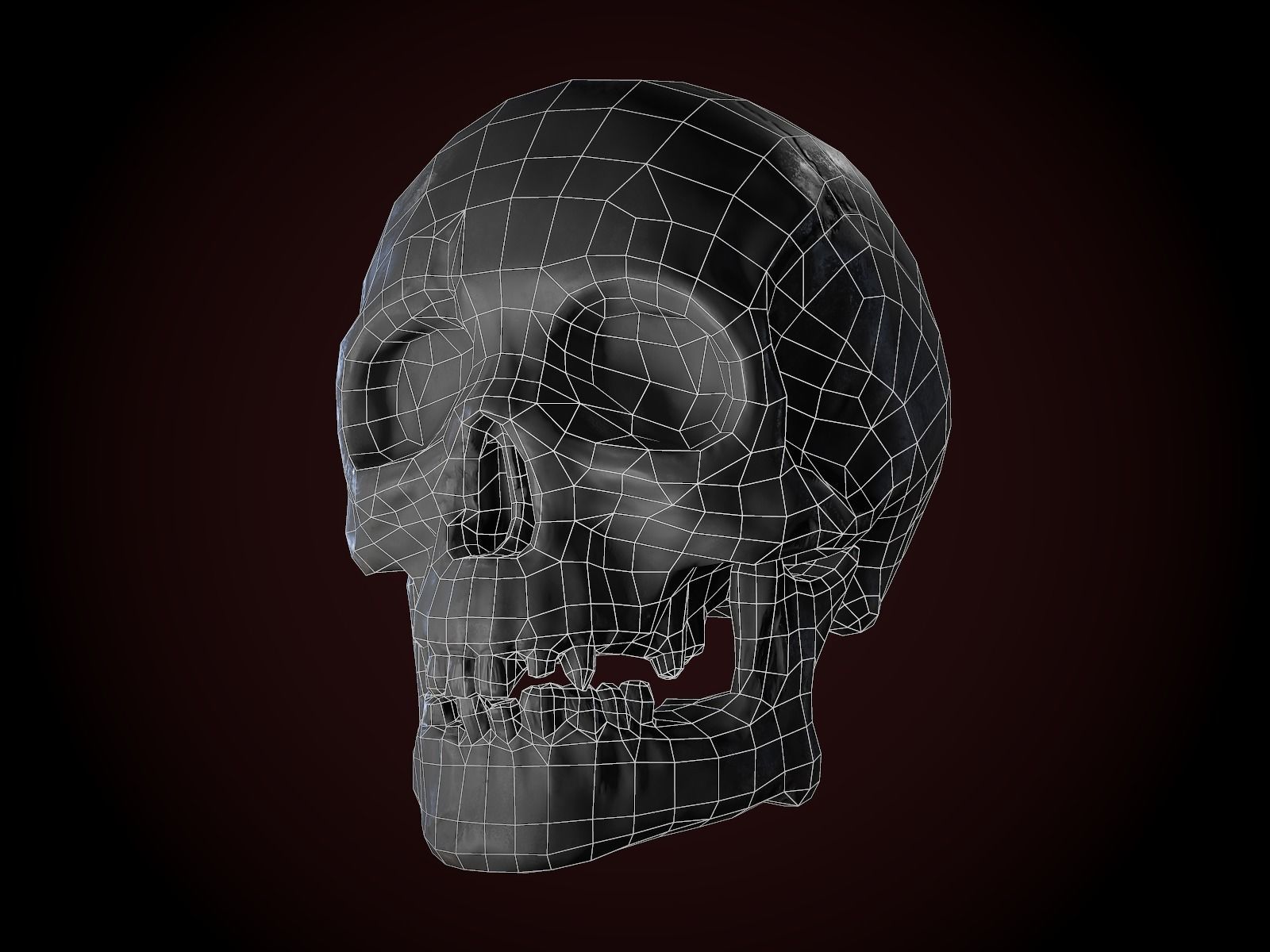 Dirty Skull PBR Low-poly 3D model_7