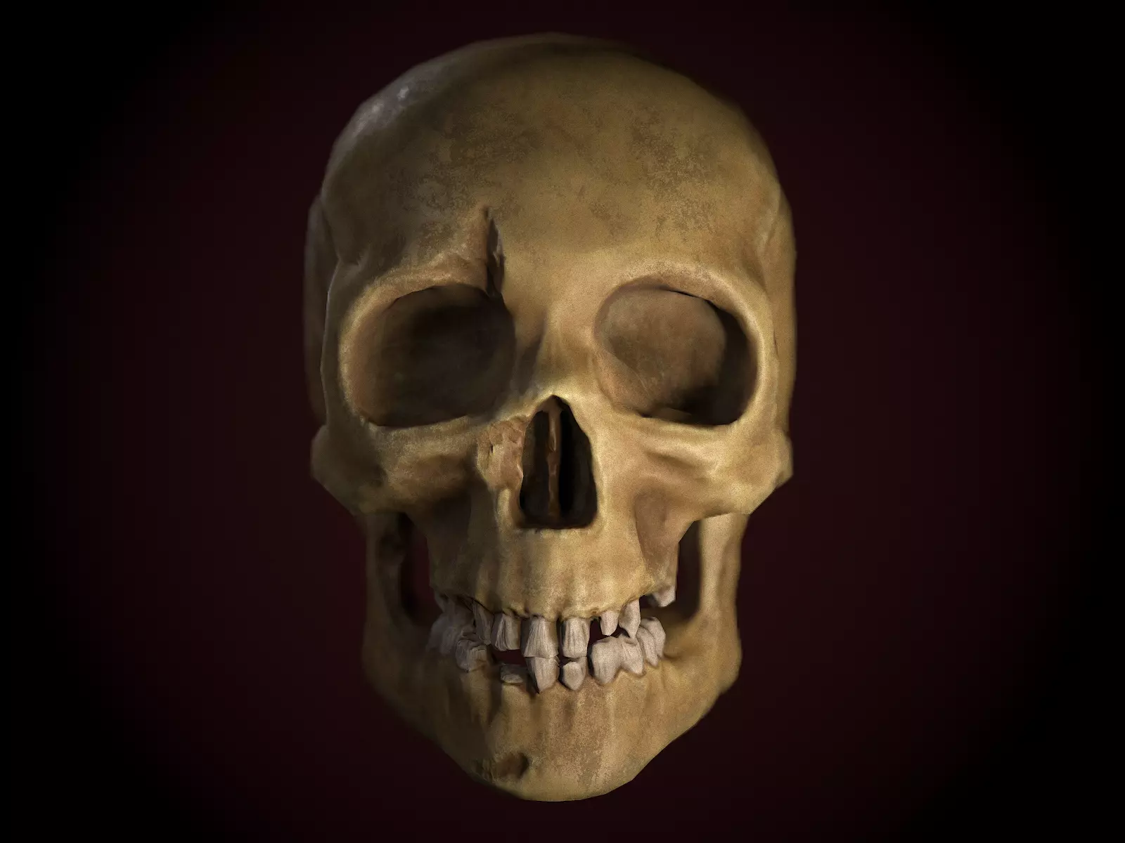 Dirty Skull PBR Low-poly 3D model_0