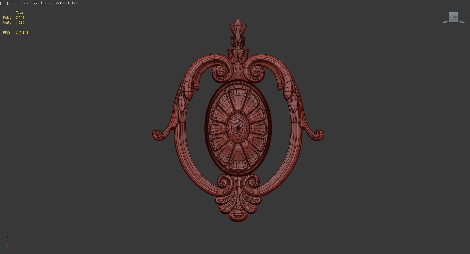 Carved decor central 3D model 3D model_2