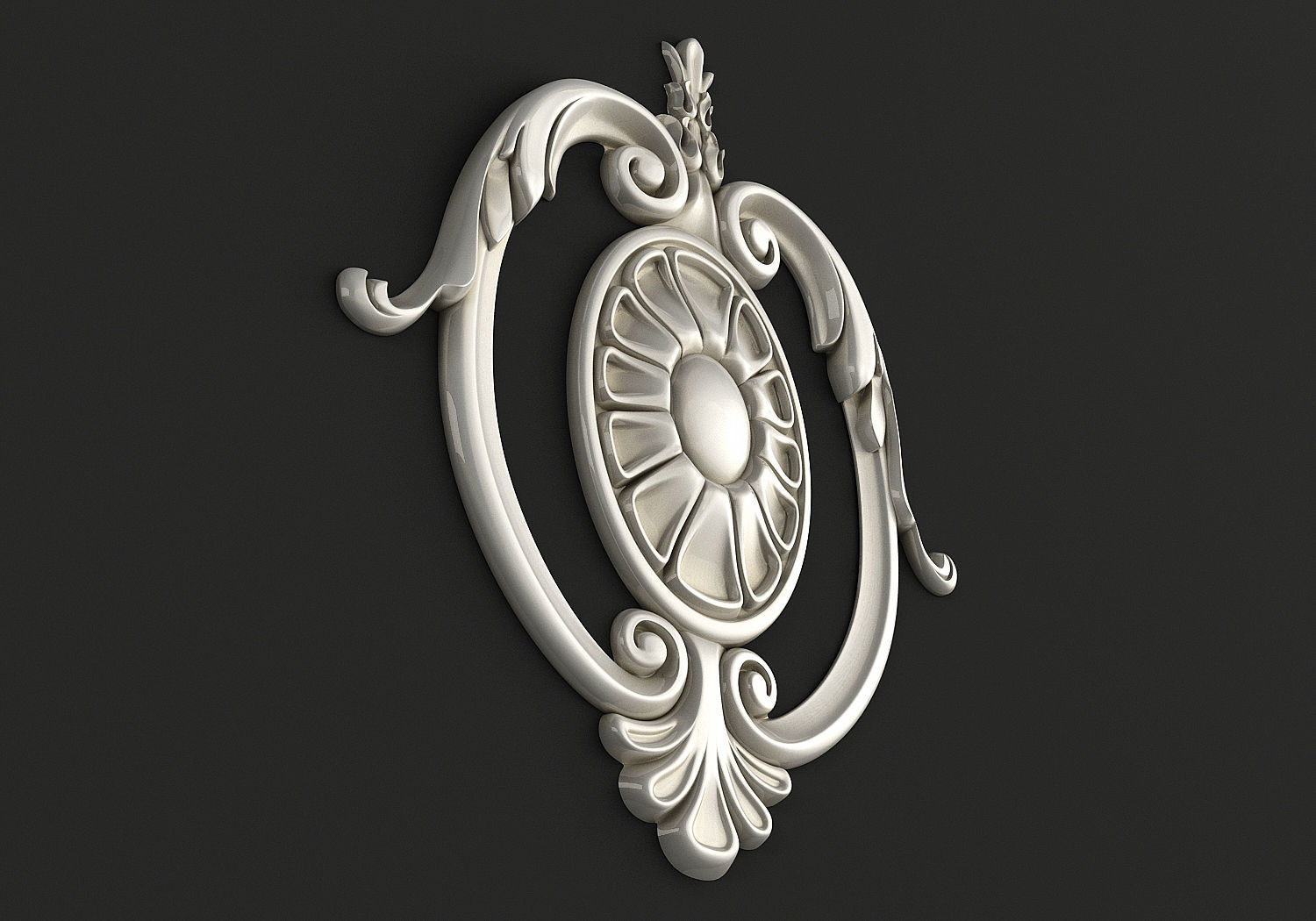 Carved decor central 3D model 3D model_1