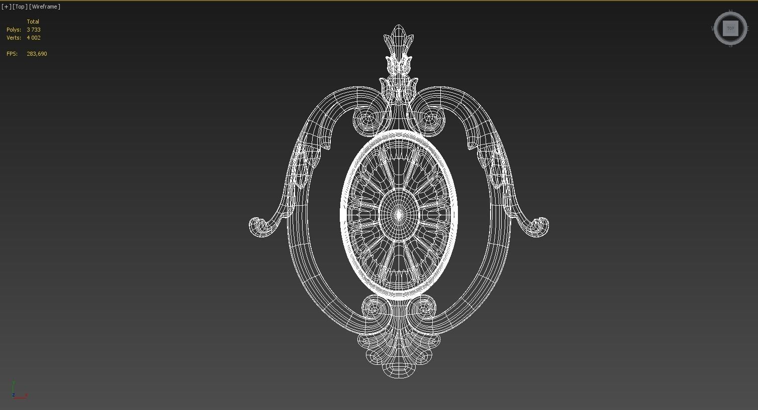 Carved decor central 3D model 3D model_4