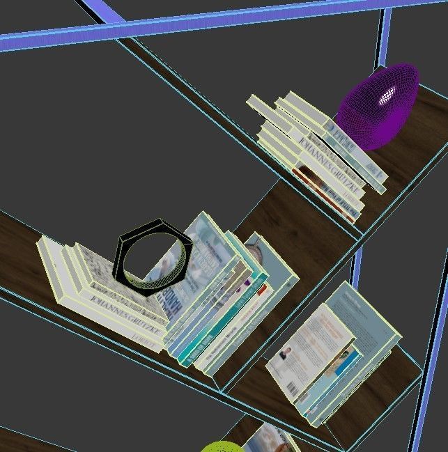 Shelf 3D model book with books 3D model_4