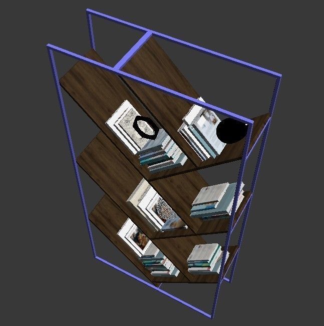 Shelf 3D model book with books 3D model_3