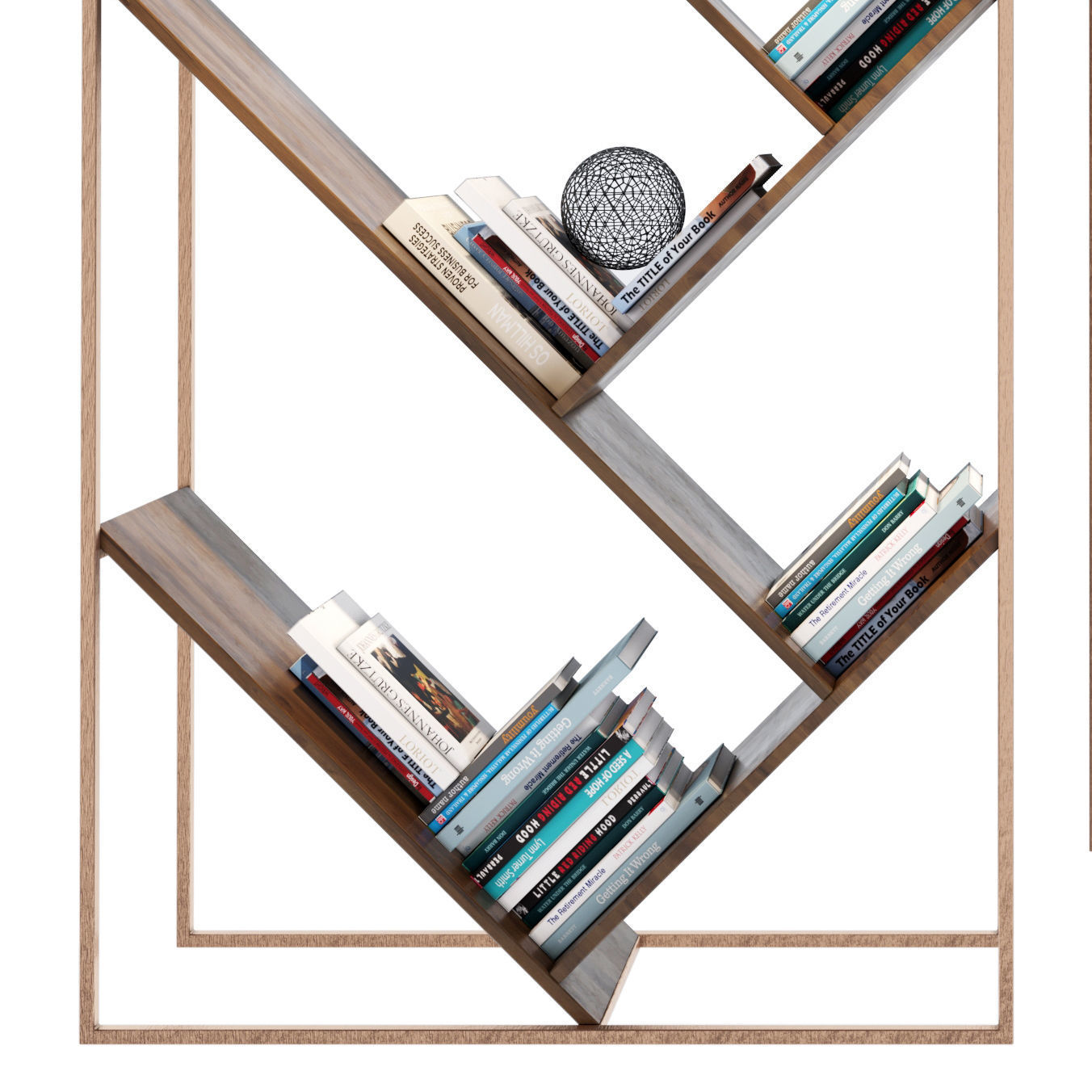 Shelf 3D model book with books 3D model_2