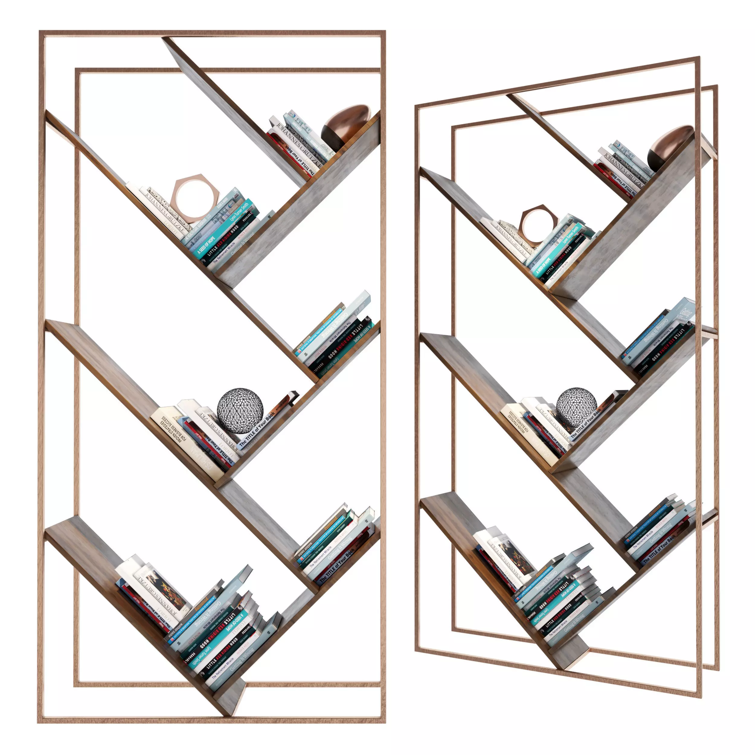 Shelf 3D model book with books 3D model_0