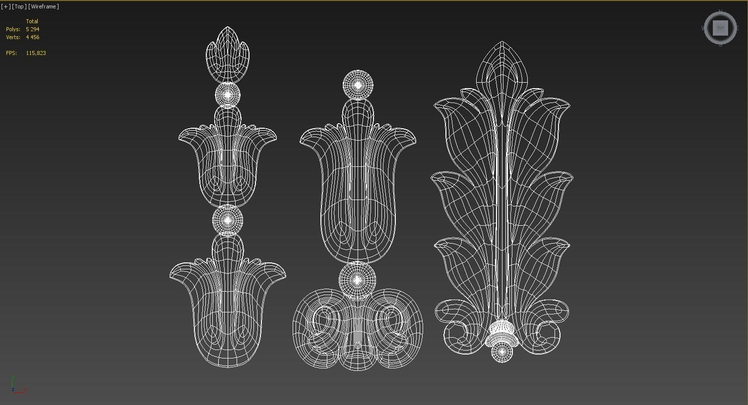 Carved decor vertical 3D model 3D model_4