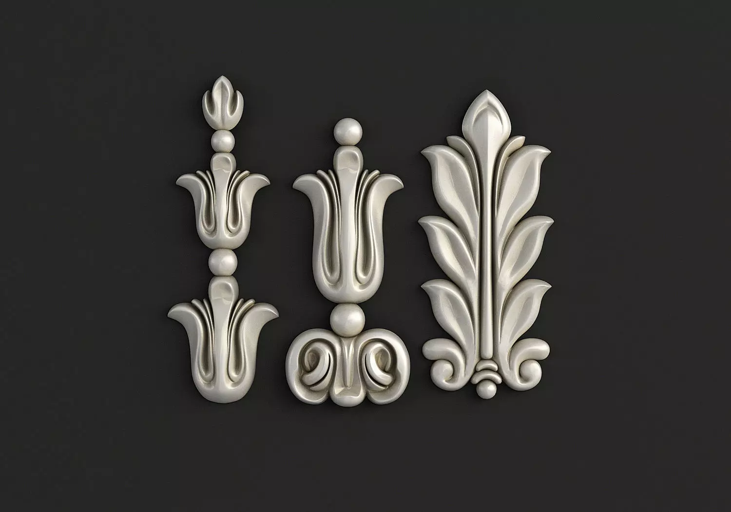 Carved decor vertical 3D model 3D model_0