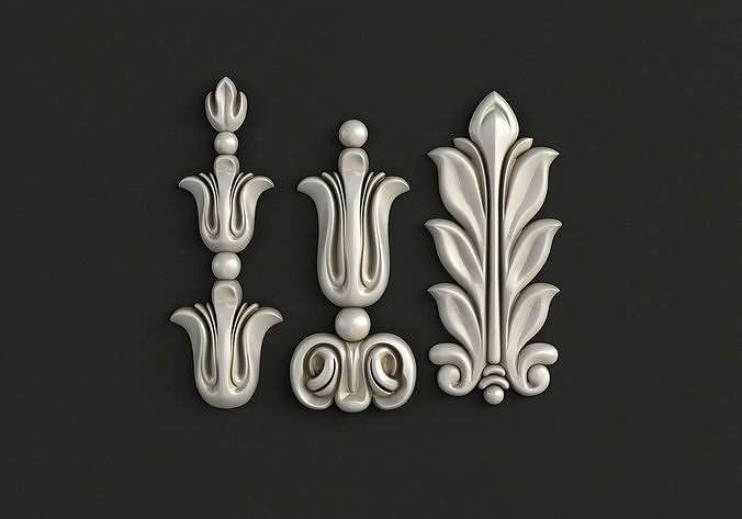 Carved decor vertical 3D model 3D model