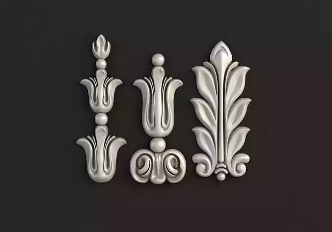 Carved decor vertical 3D model 3D model