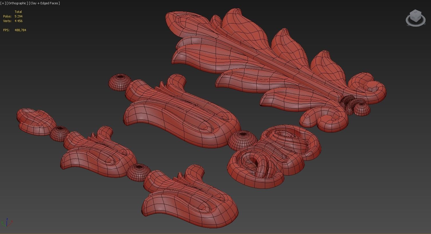 Carved decor vertical 3D model 3D model_3