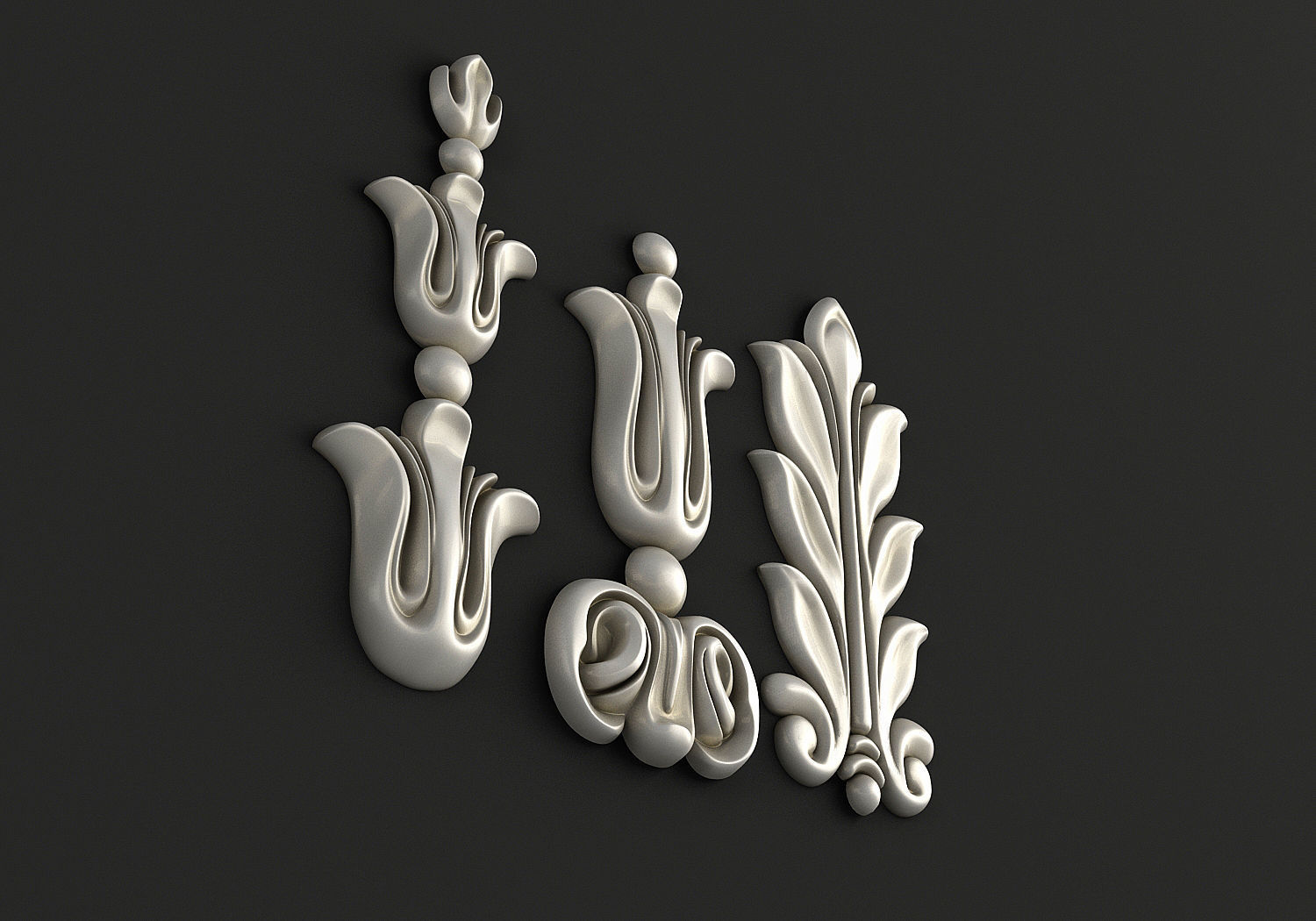 Carved decor vertical 3D model 3D model_1