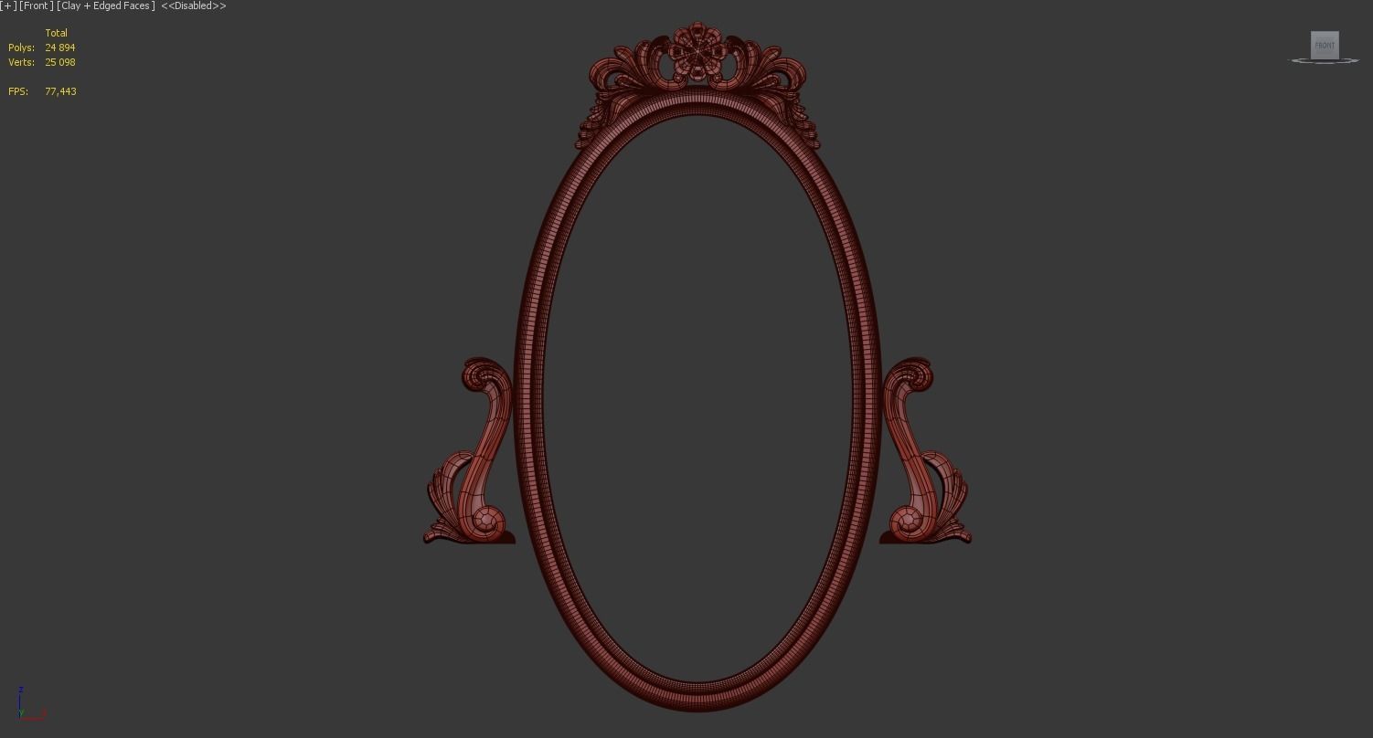 Oval Mirror Frame 3D model_3