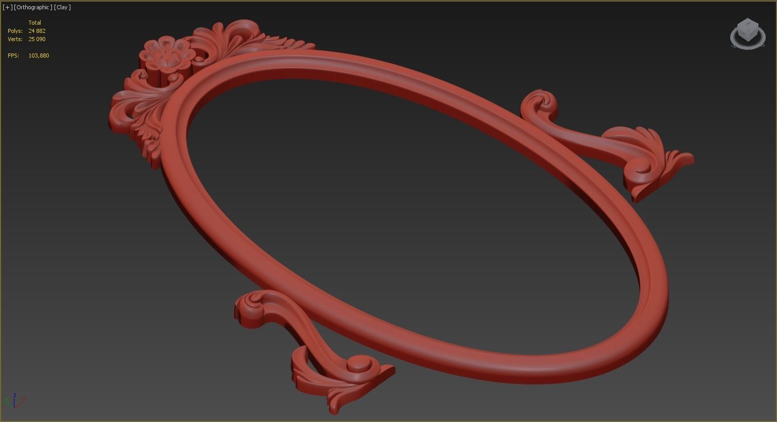 Oval Mirror Frame 3D model_2