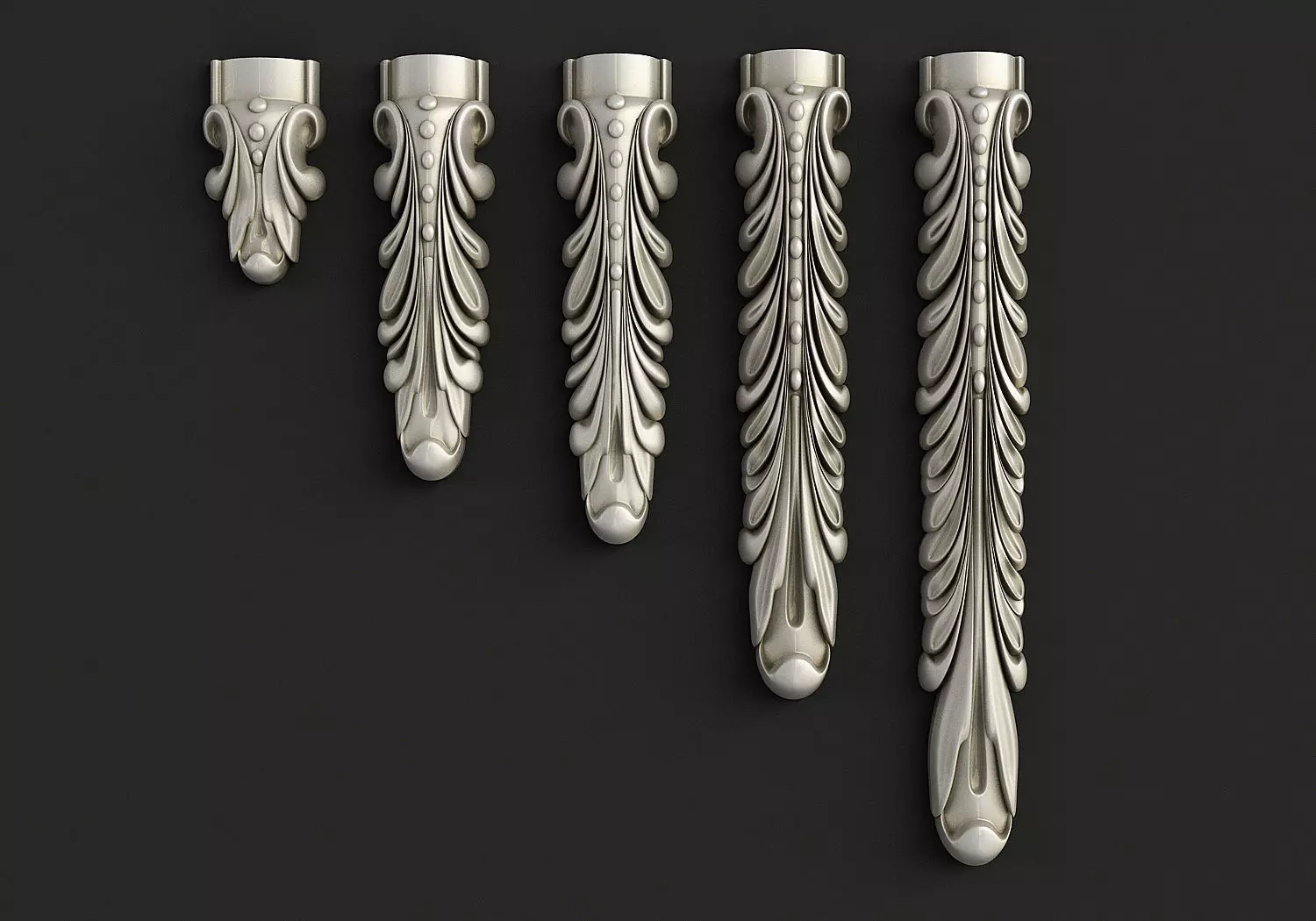 Carved decor vertical 3D model 3D model