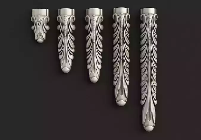 Carved decor vertical 3D model