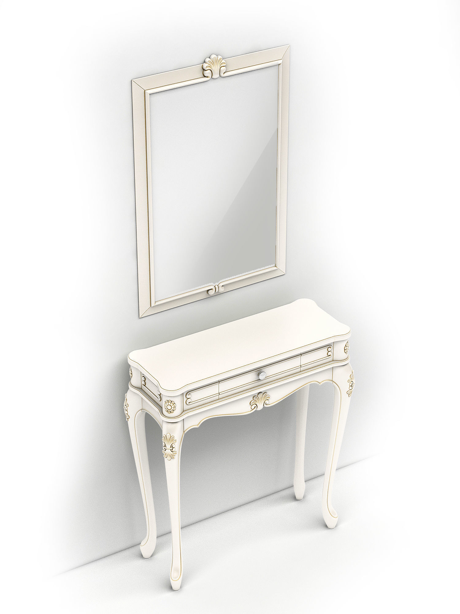 carved table with frame  3D model_1