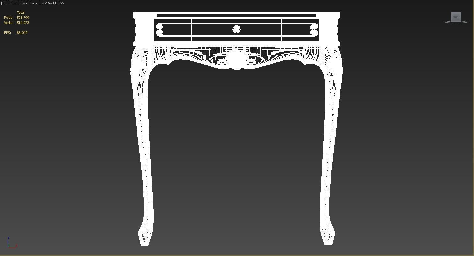 carved table with frame  3D model_11