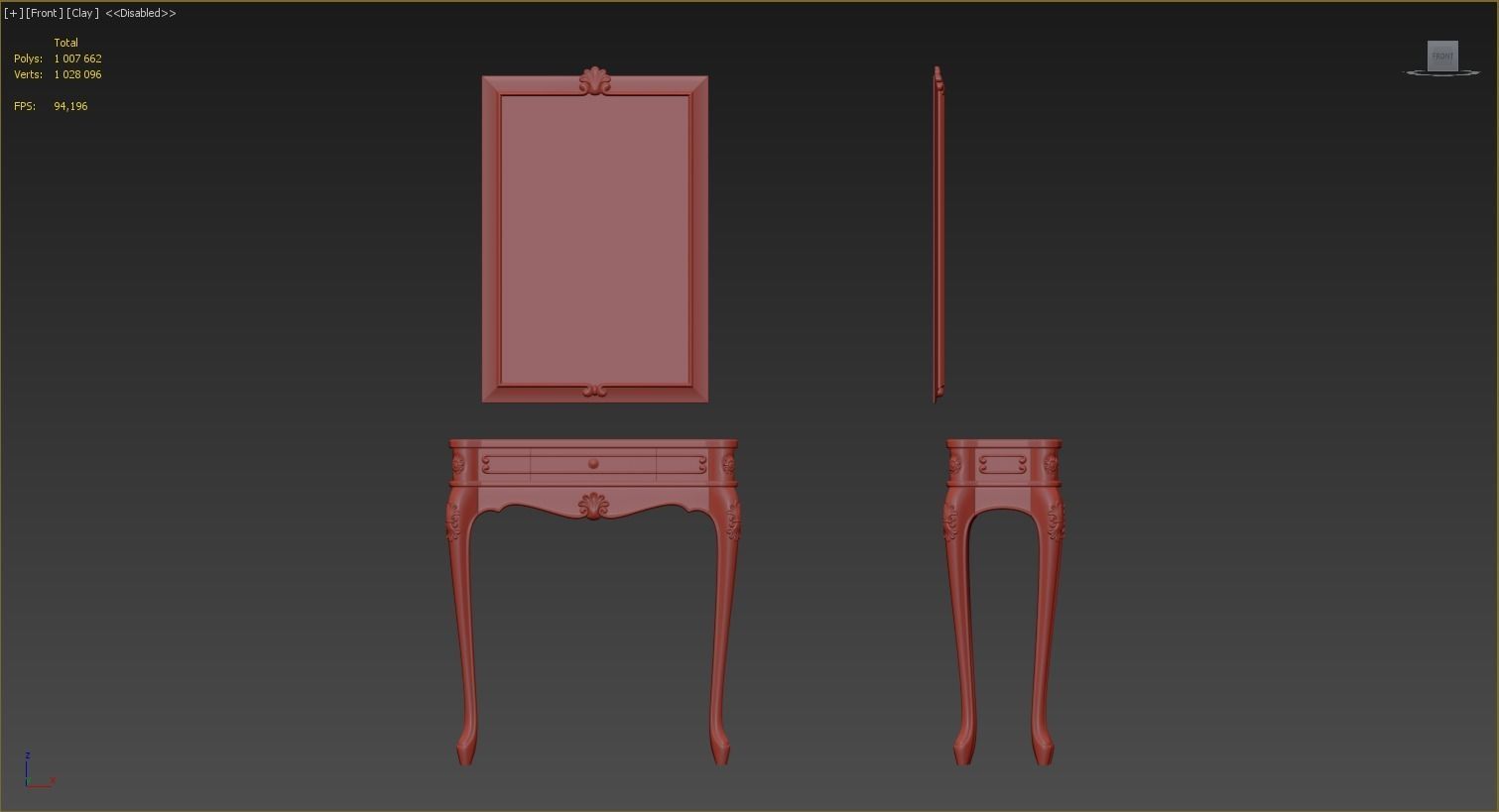 carved table with frame  3D model_5